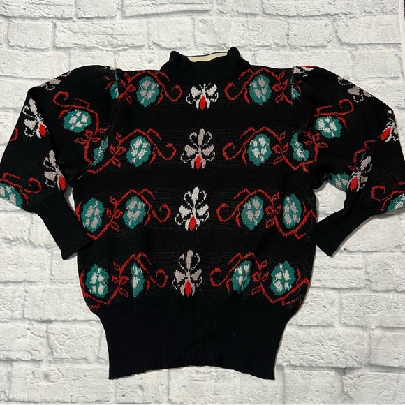 Vintage Ambrosius Heim collection Wool Blend Holiday Mockneck Sweater - Picture 1 of 6